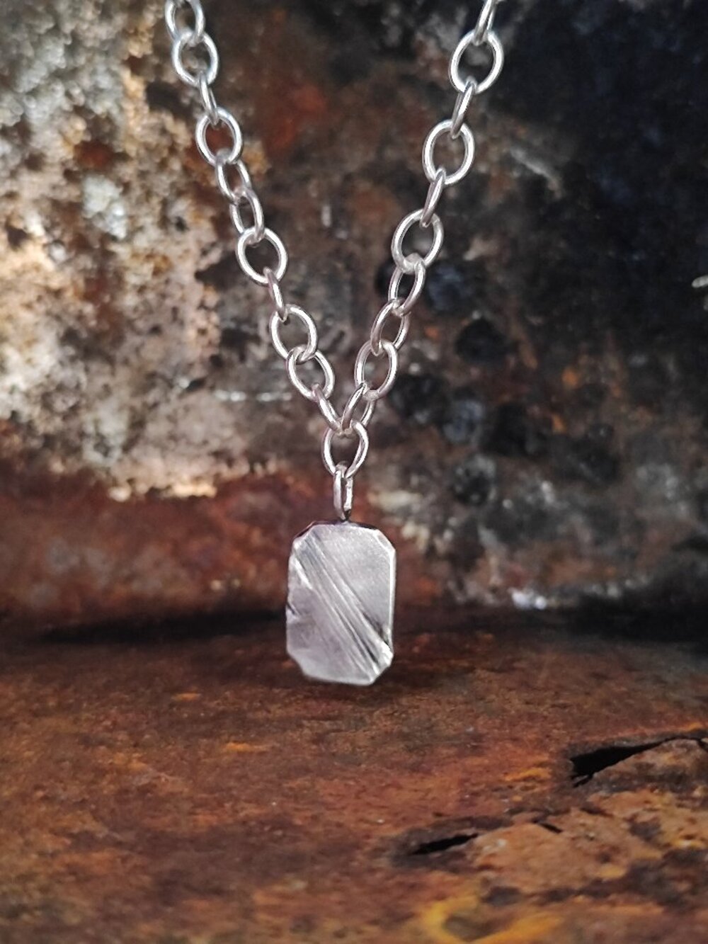 Handmade Sterling Silver Engravable Pendant Necklace – Thick Link Chain